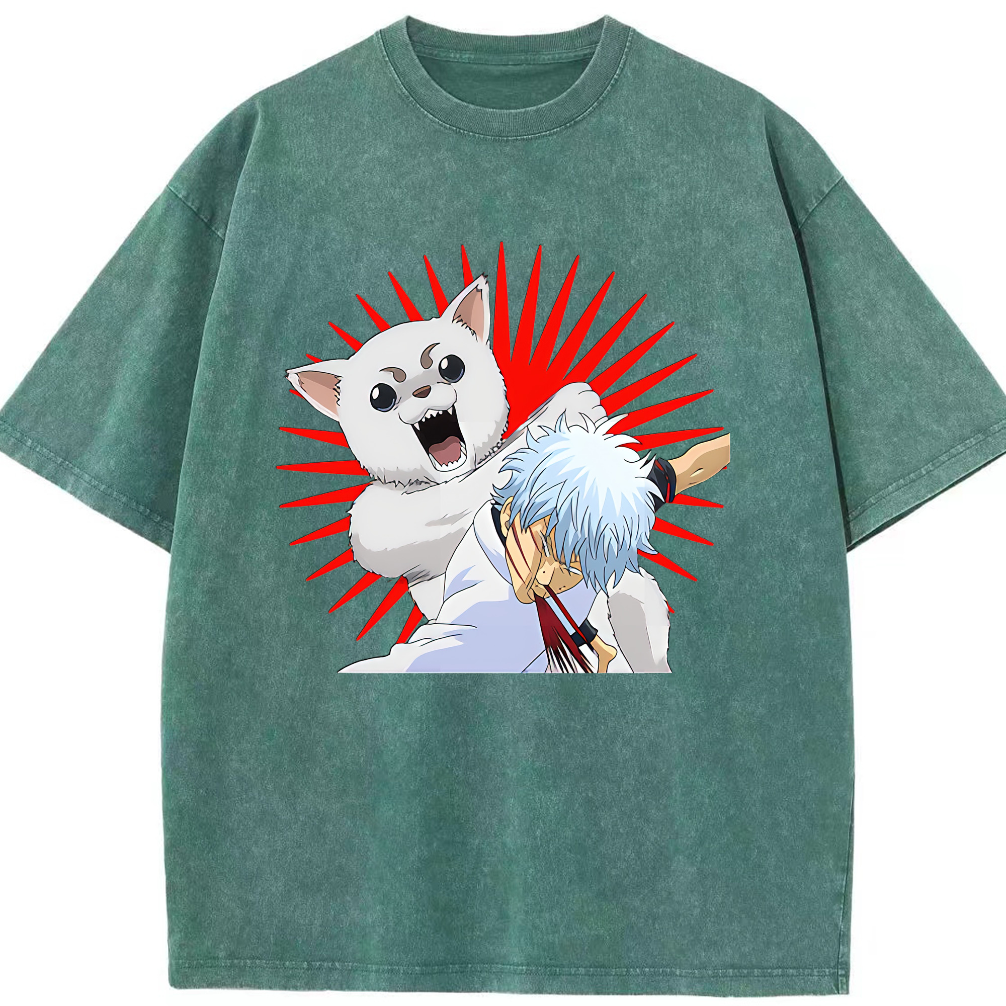（画像用） ぎんたま 坂田銀時（さかたぎんとき） 神楽 志村新八（しむら しんぱち） GINTAMA Sakata Gintoki Kagura Shimura Shinpachi 綿100% ヴィンテージ風 半袖Tシャツ（フロントプリント）